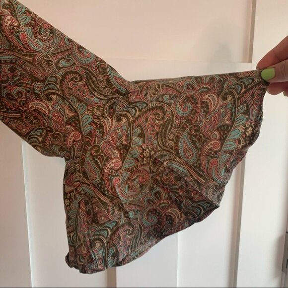 Vintage Karma Highway Boho Waterfall Top Wide Flare Sleeves Paisley Print - Picture 10 of 10